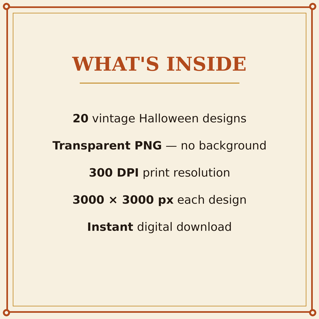 Retro Vintage Halloween PNG Bundle – 20 Designs