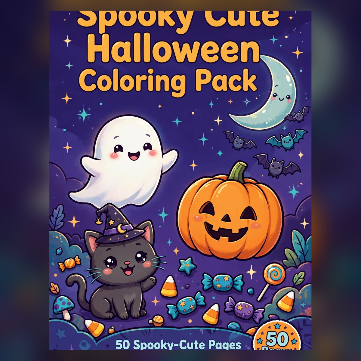 Spooky Cute Halloween Coloring Pack — 50 Pages