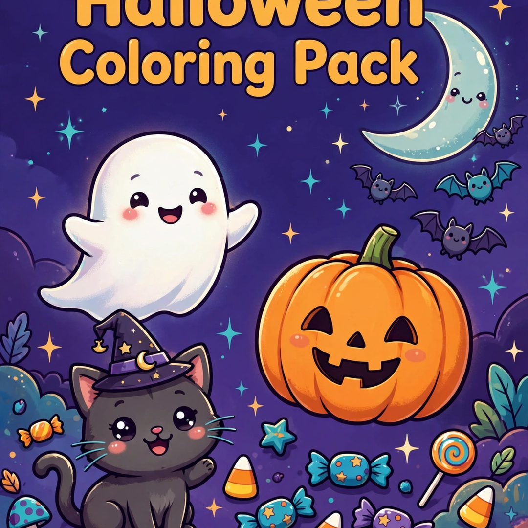 Spooky Cute Halloween Coloring Pack — 50 Pages
