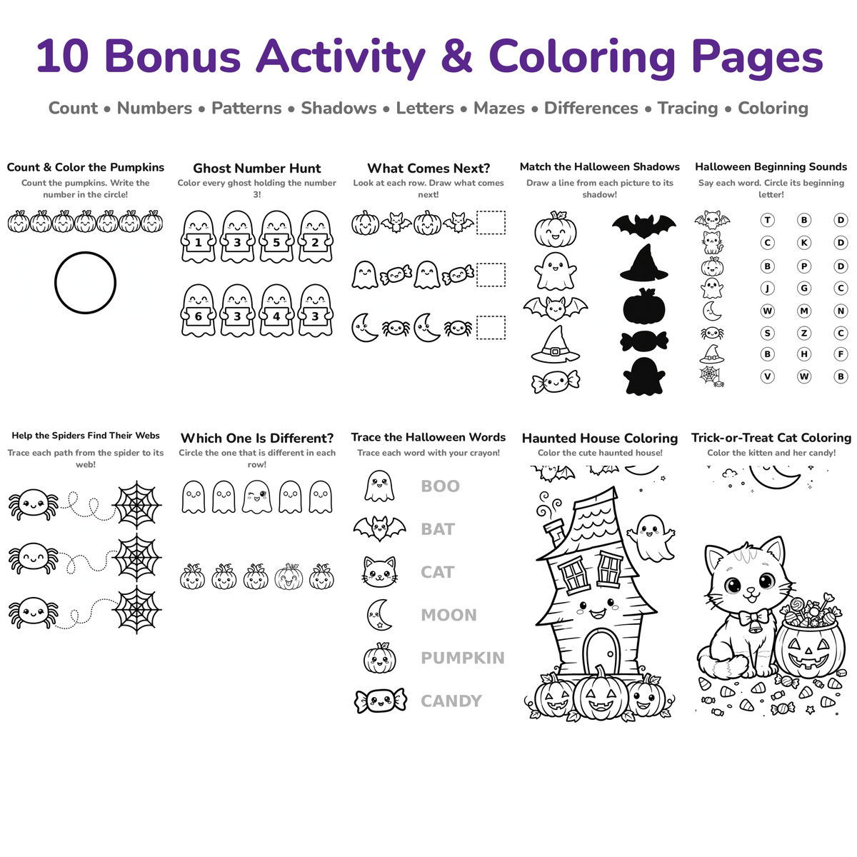 Halloween Cut & Assemble Paper Crafts for Kids — 40 Pages
