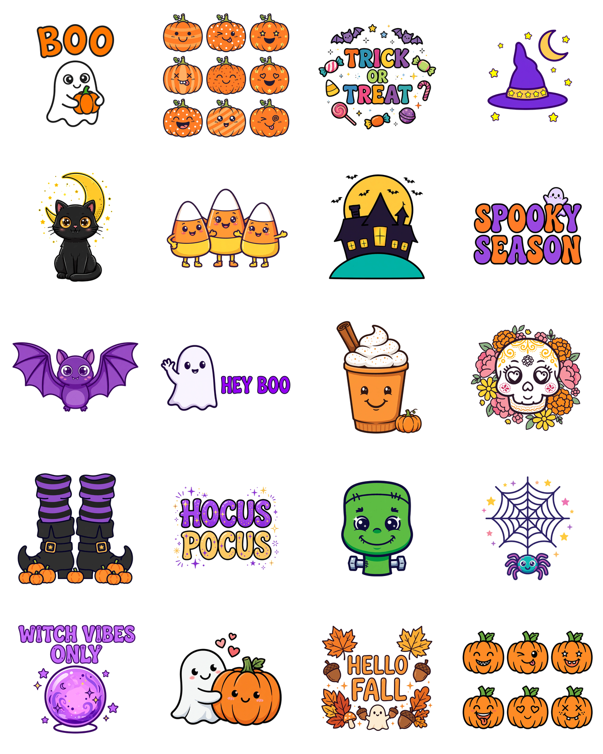 Spooky Cute Halloween PNG Bundle — 20 Designs