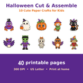 Halloween Cut & Assemble Paper Crafts for Kids — 40 Pages