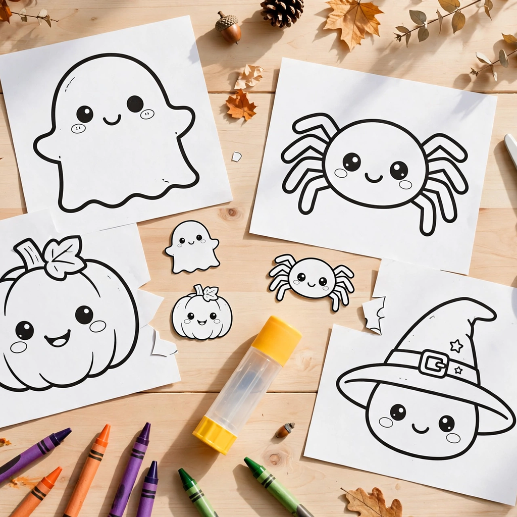 Halloween Cut & Assemble Paper Crafts for Kids — 40 Pages