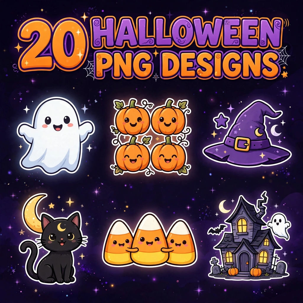 Spooky Cute Halloween PNG Bundle — 20 Designs