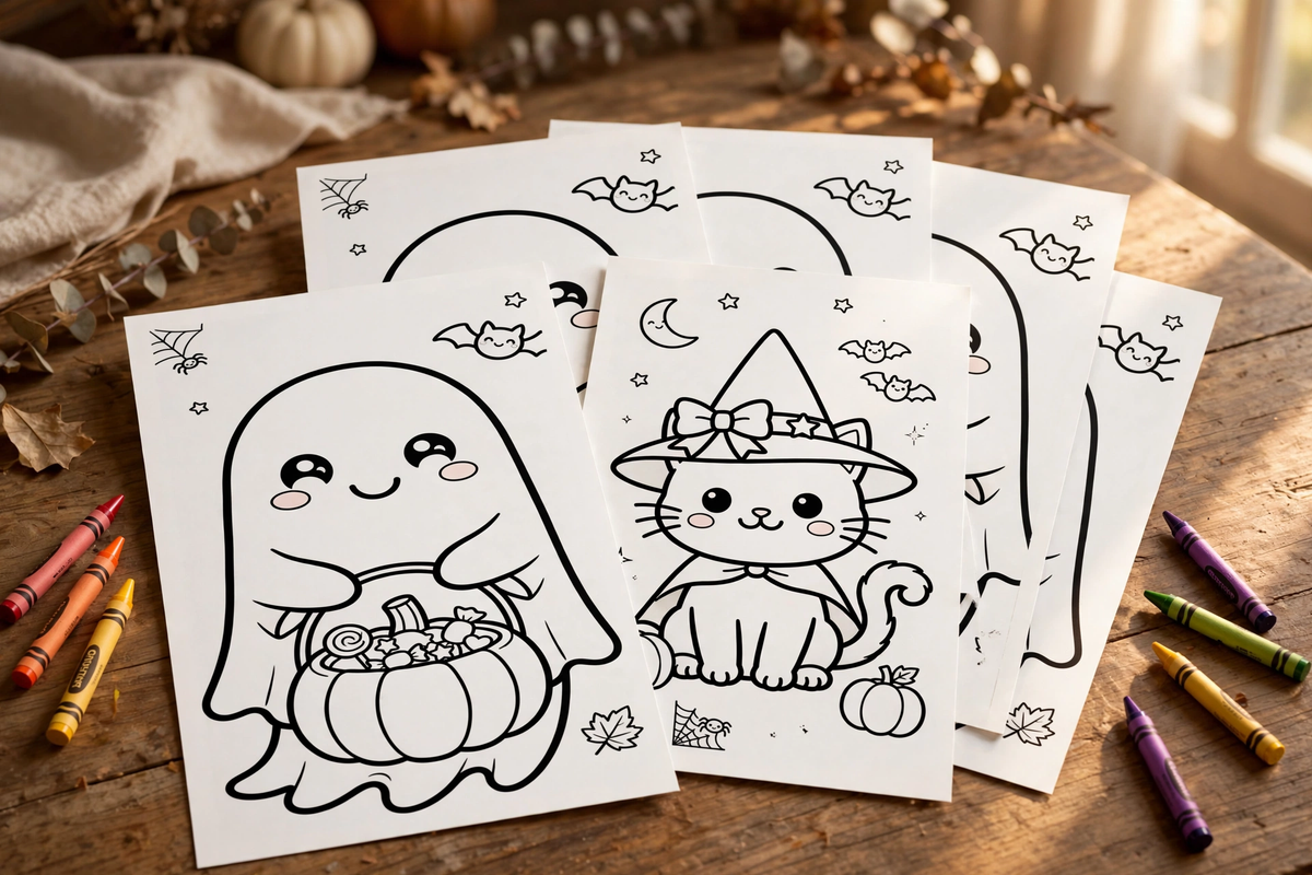 Spooky Cute Halloween Coloring Pack — 50 Pages